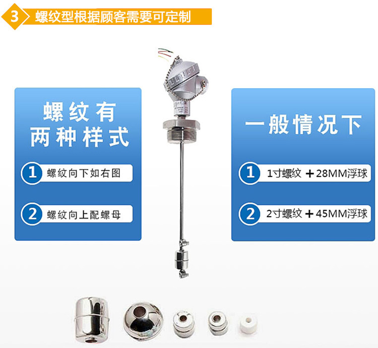 浮球式磁翻板液位計(jì)螺紋分類圖