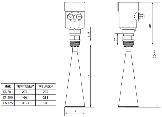 工業廢水雷達液位計RD708外形尺寸圖