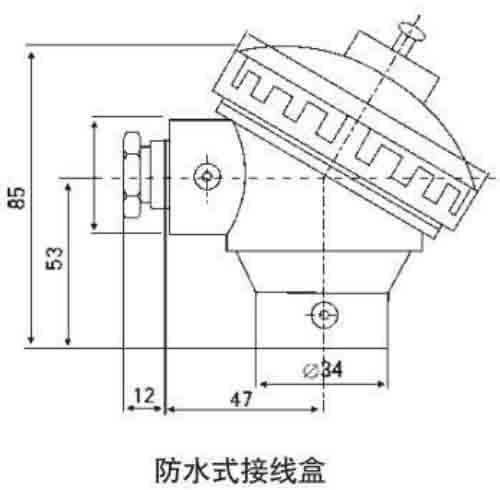 耐磨熱電阻防水接線盒結構圖